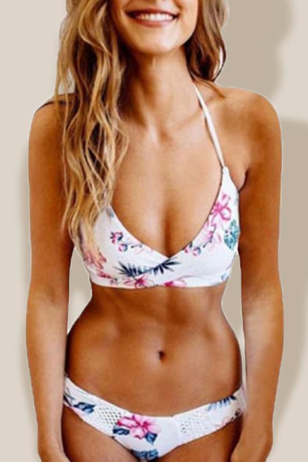 Romantic Print Elegant Female Split Bikini