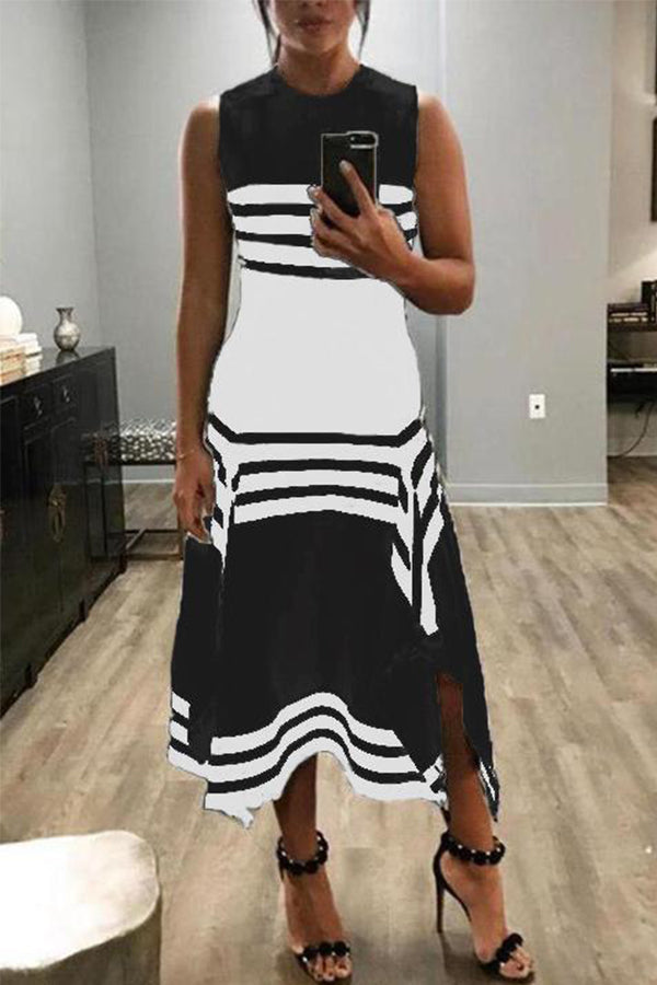 Classic Strip Positioning Cut Dress