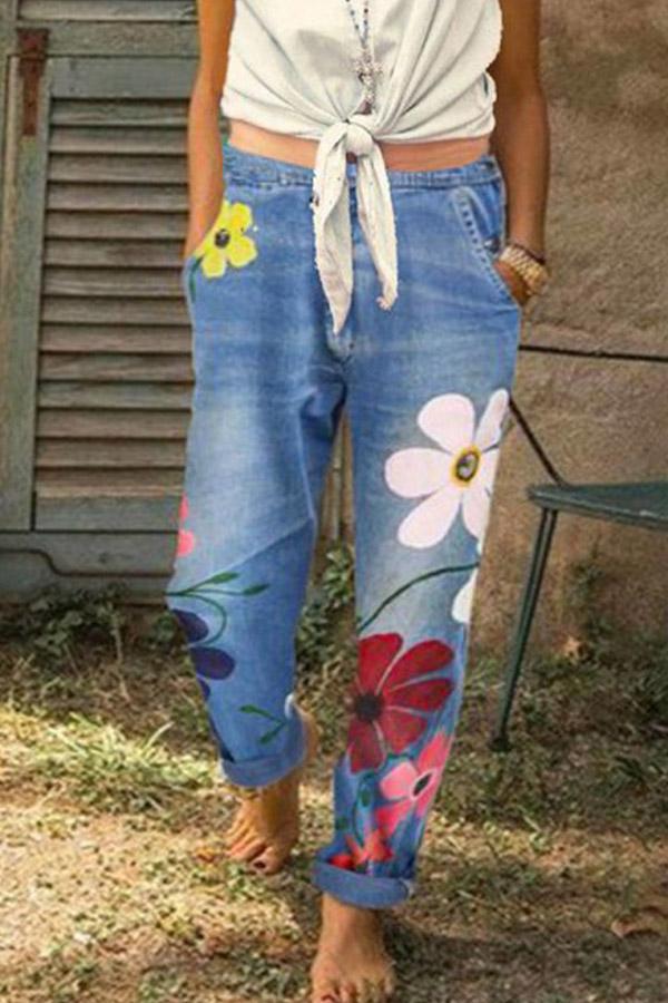 Printed denim Jeans