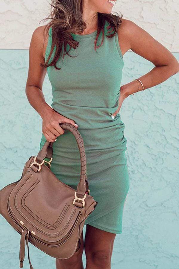 Sleeveless Solid Color Casual Wear Dress