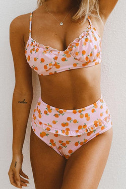 Lace Print Bikini Sweet Two-piece Swimsuit