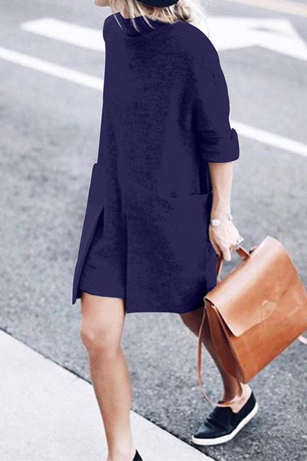 Solid Color Patchwork Mini Dress