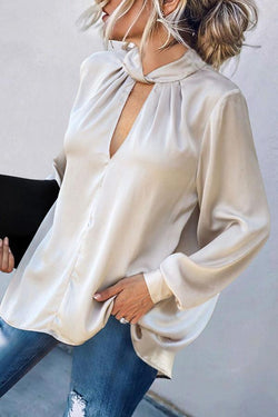 Solid Color Satin Bracelet Sleeve Top