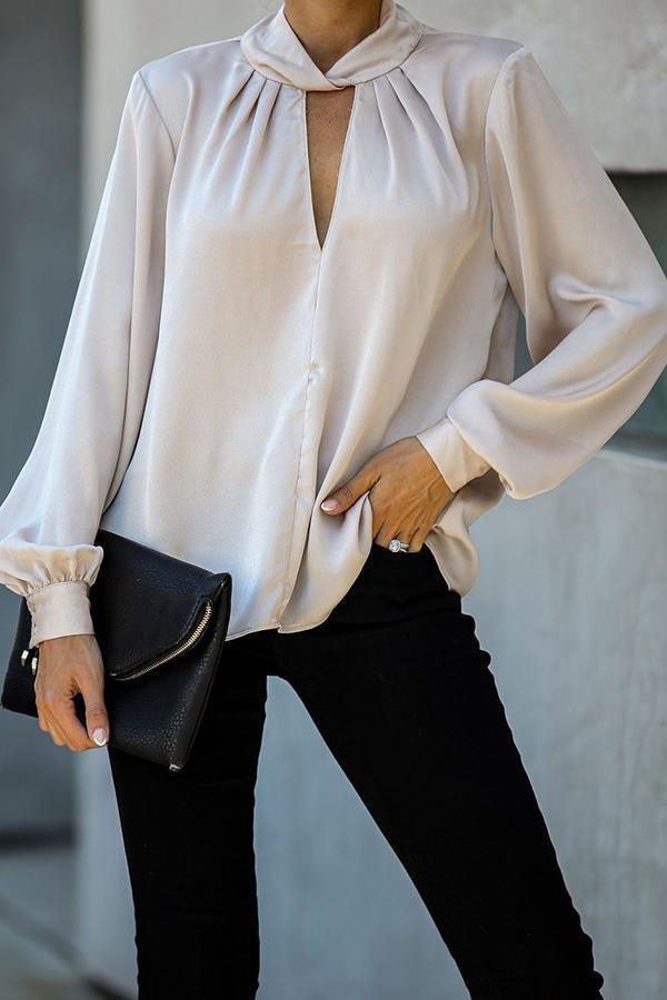 Solid Color Satin Bracelet Sleeve Top