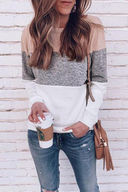 Casual Colorblock Long Sleeve T-shirt