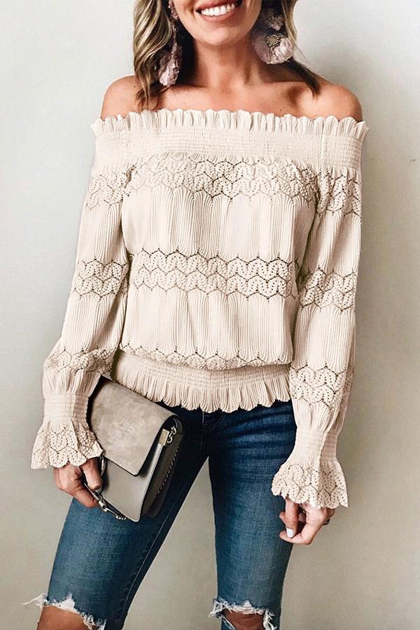 Pretty Long-sleeve Off Shoulder Blouse