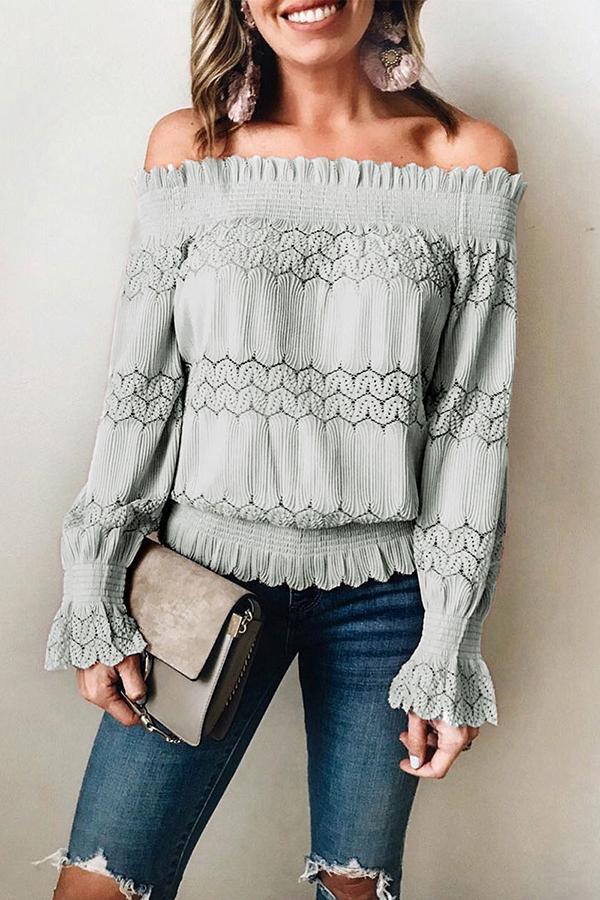 Pretty Long-sleeve Off Shoulder Blouse