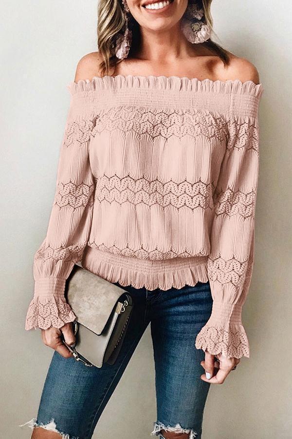 Pretty Long-sleeve Off Shoulder Blouse