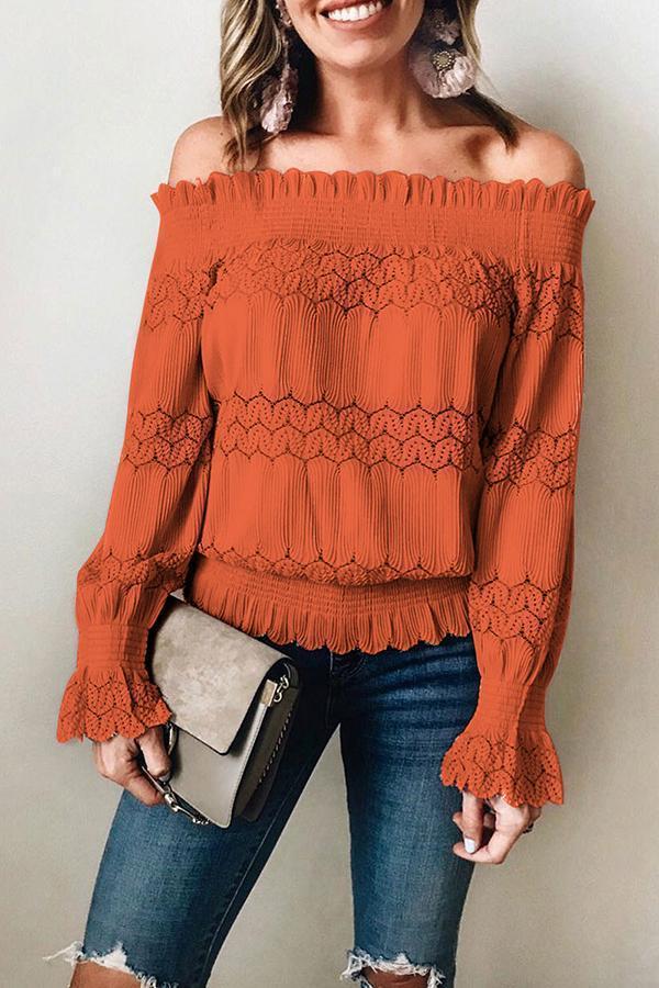 Pretty Long-sleeve Off Shoulder Blouse