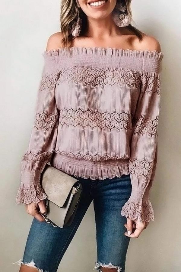 Pretty Long-sleeve Off Shoulder Blouse