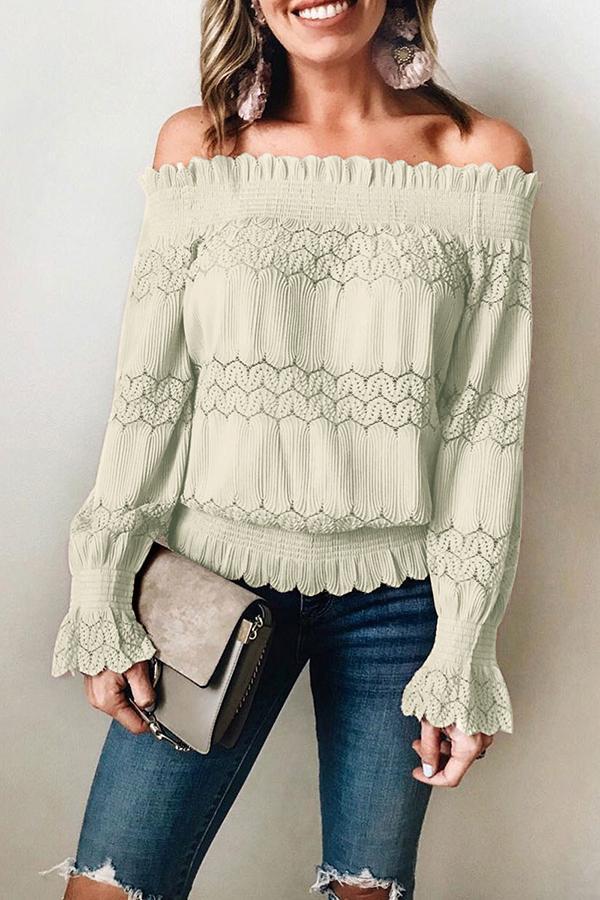 Pretty Long-sleeve Off Shoulder Blouse