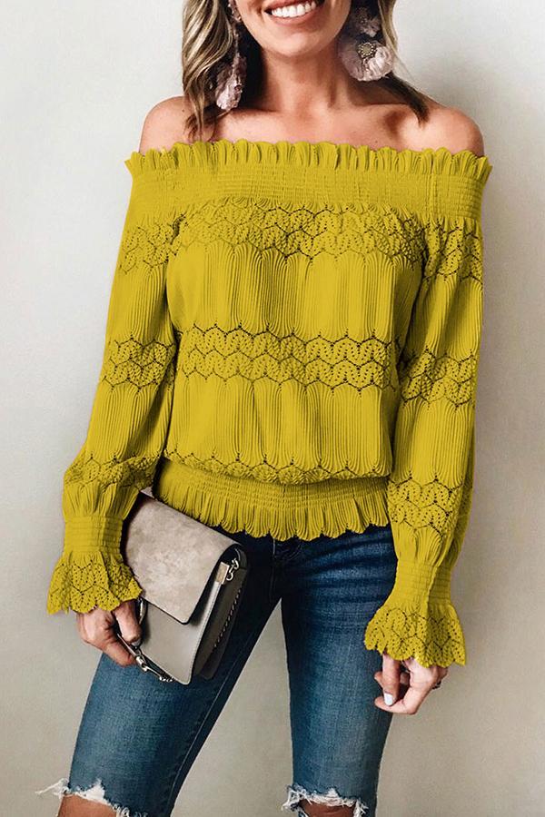 Pretty Long-sleeve Off Shoulder Blouse