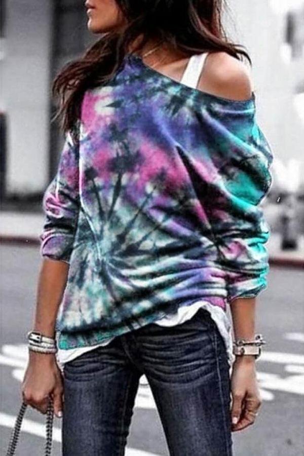 Fashionable Tie-dye Printed Sweatshirt