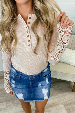 Hollow Lace Long Sleeve T-shirt