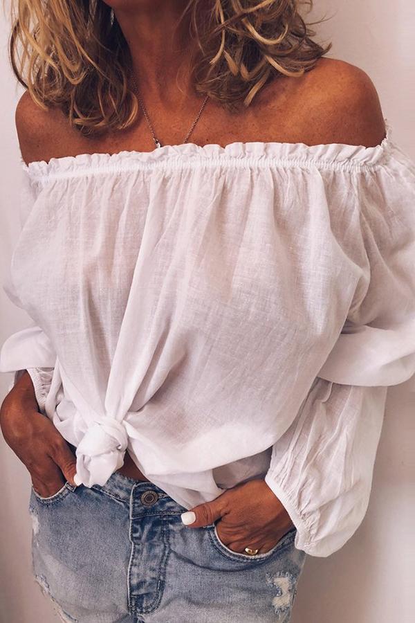 Long Sleeve Off Shoulder Blouse