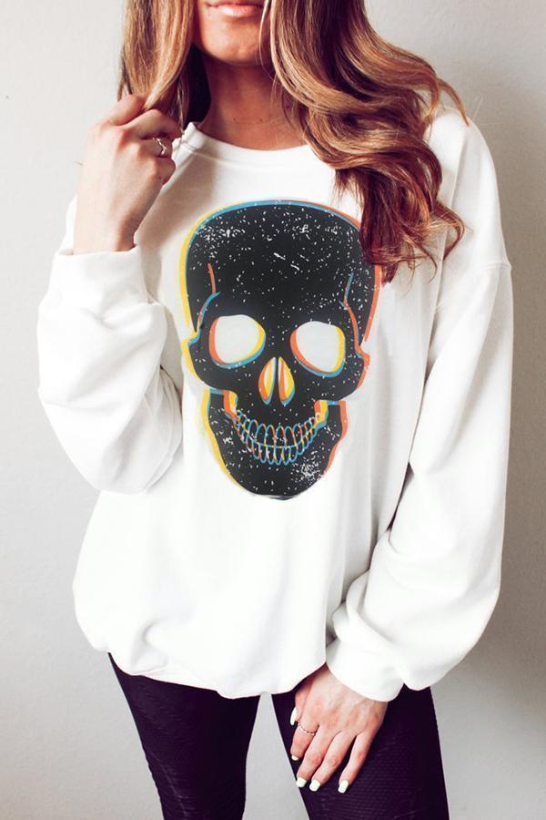 Printed Long Sleeve Loose Sweatshirt