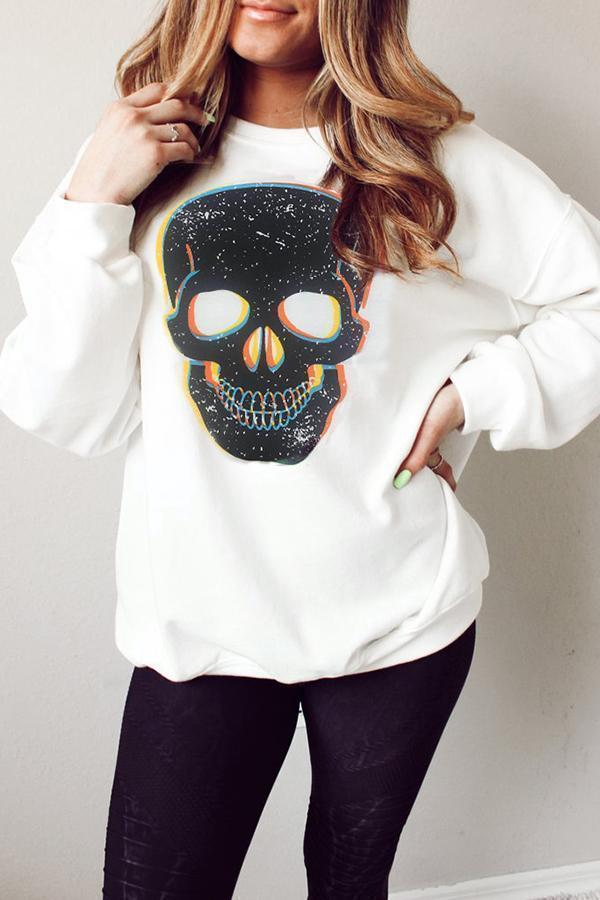 Printed Long Sleeve Loose Sweatshirt