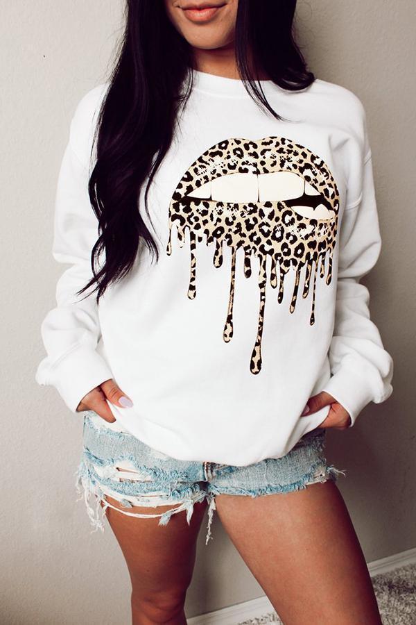 Printed Long Sleeve Loose Sweatshirt