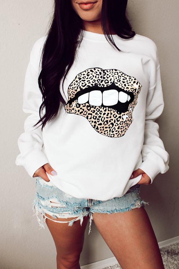 Printed Long Sleeve Loose Sweatshirt