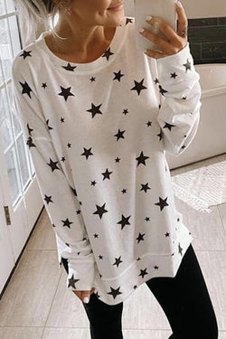 Star Long Sleeve Round Neck Sweatshirt