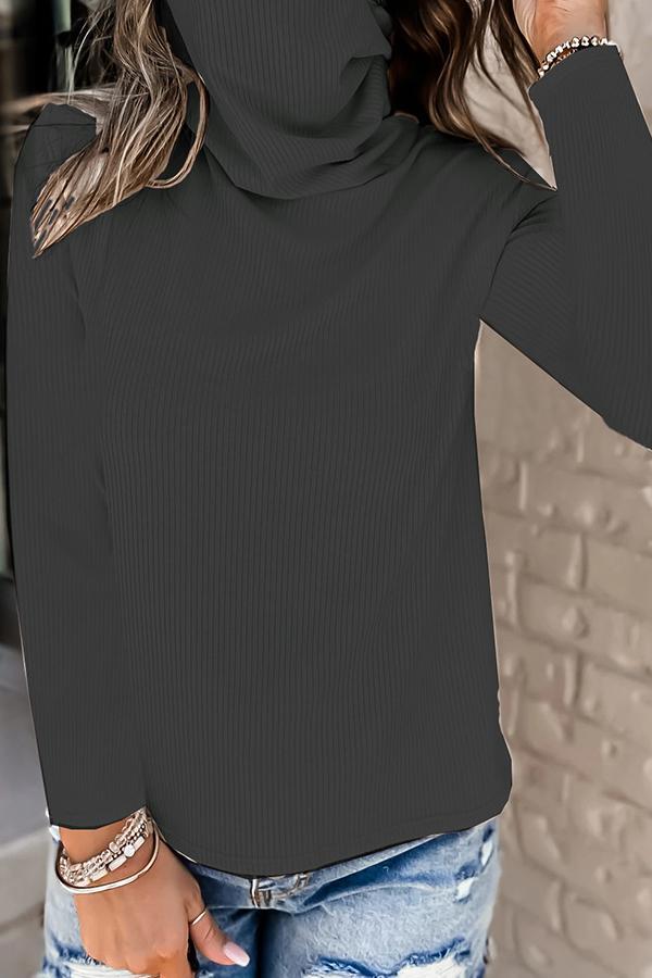 Long Sleeve Solid Color Pile Collar T-Shirt