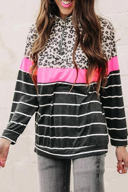 Long Sleeve Patchwork Lapel Sweatshirt