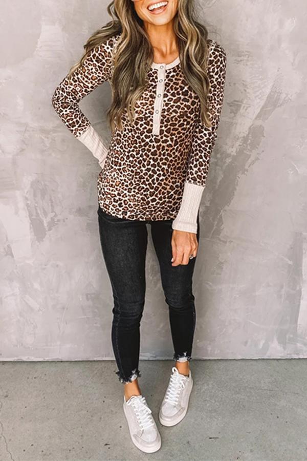 Leopard Print Long Sleeve T-Shirt