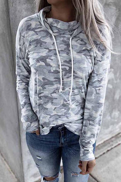 Camouflage Long Sleeve Hooded Top