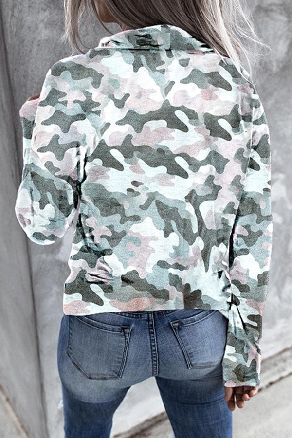 Camouflage Long Sleeve Hooded Top