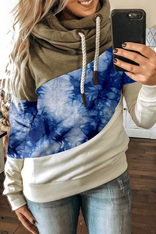 Tie Dye Patchwork Hooded Sweatshirt