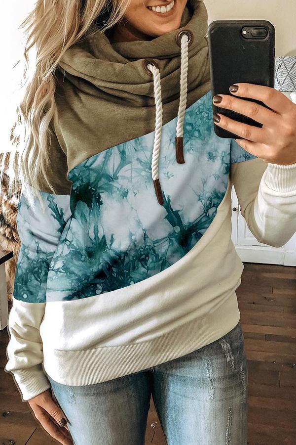 Tie Dye Patchwork Hooded Sweatshirt