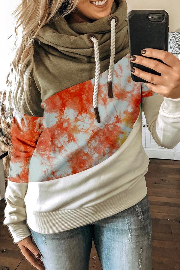 Tie Dye Patchwork Hooded Sweatshirt