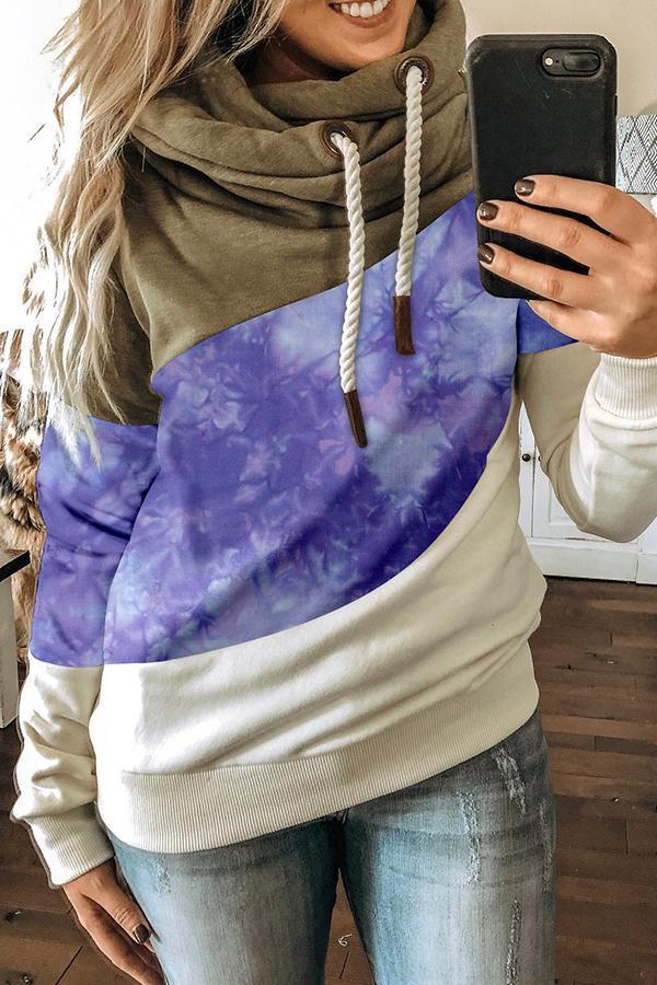 Tie Dye Patchwork Hooded Sweatshirt