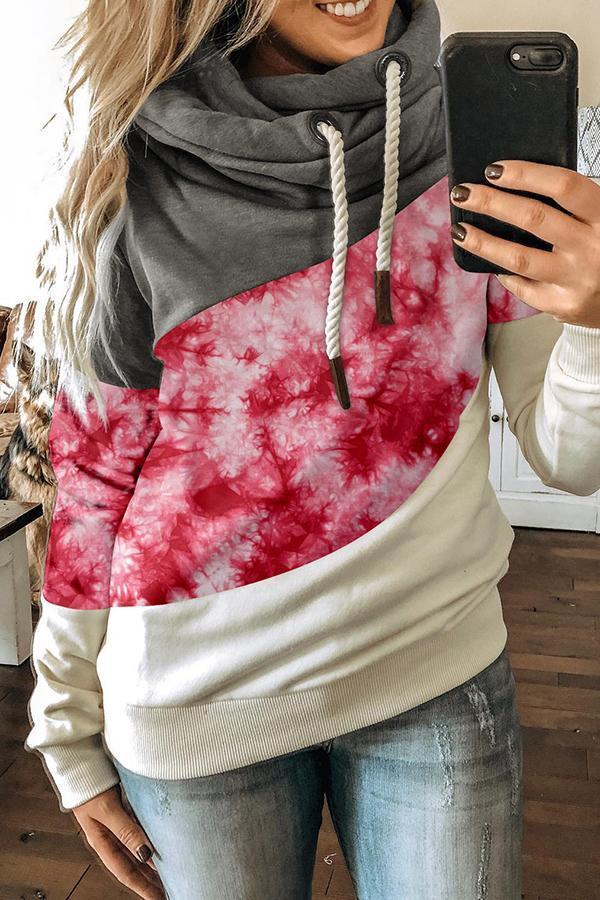 Tie Dye Patchwork Hooded Sweatshirt