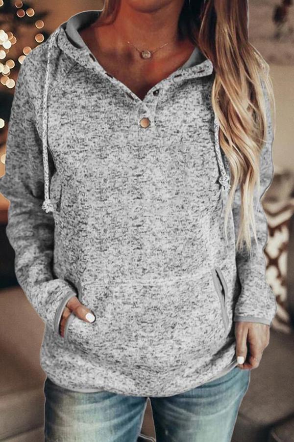 Solid Color Chic Hooded Top