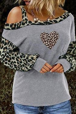 Leopard Love Slash Neck Off Shoulder T-Shirt