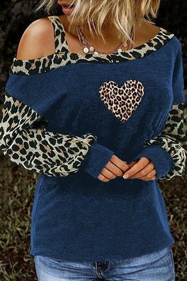 Leopard Love Slash Neck Off Shoulder T-Shirt