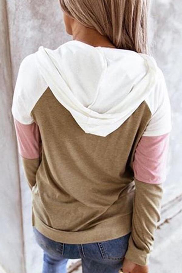 Color Block Long Sleeve Hooded Sweatshirt