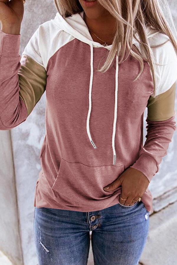 Color Block Long Sleeve Hooded Sweatshirt