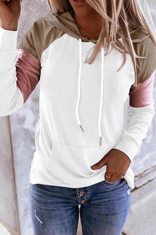 Color Block Long Sleeve Hooded Sweatshirt