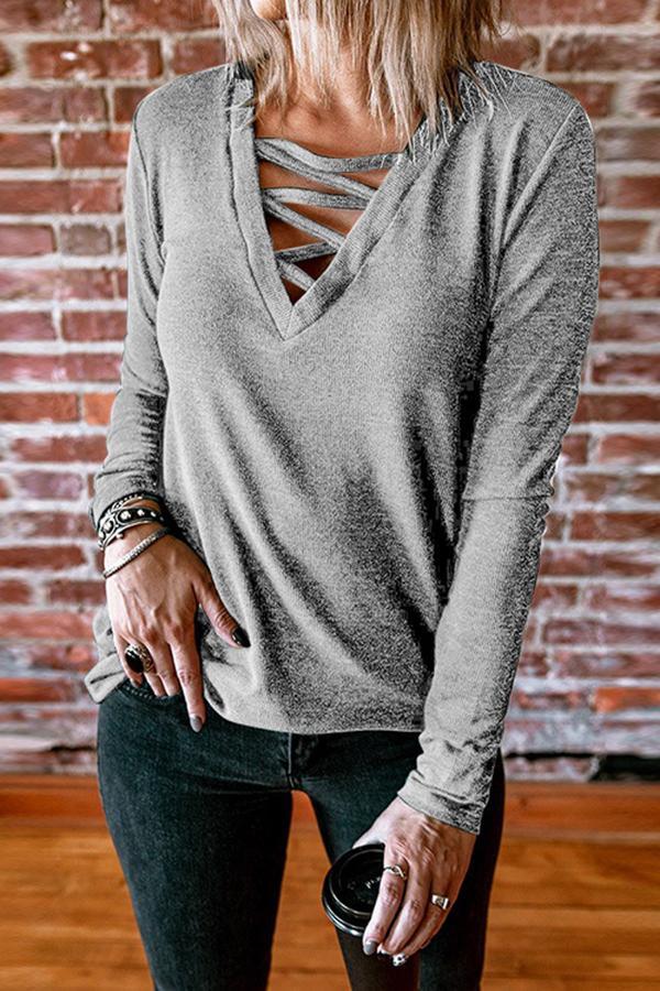 Classic V Neck Long Sleeve T-Shirt