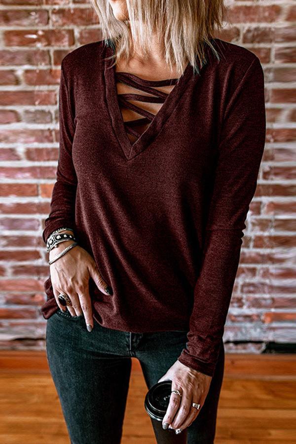 Classic V Neck Long Sleeve T-Shirt