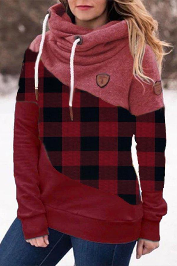 Cozy Patchwork Hood Sweatshirt