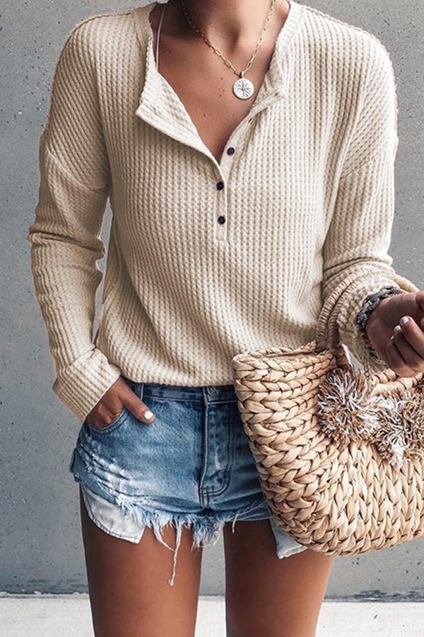 V-neck long Sleeve Knitted Blouse