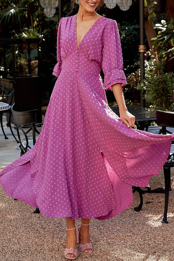 Polka-dot Jacquard Chiffon Swing Dress