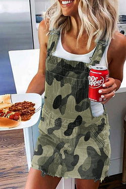 Camouflage Denim Strap Dress