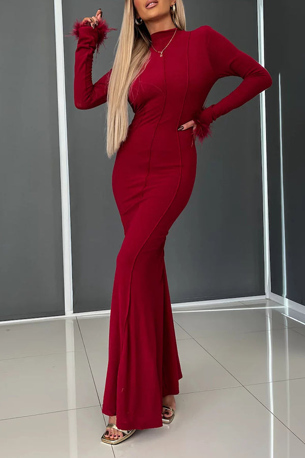 Statue Beauty Burgundy Dress