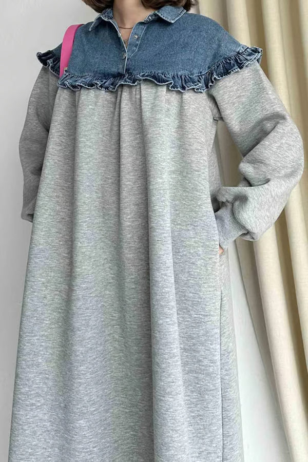 Denim Patchwork Loose Plus Size Dress