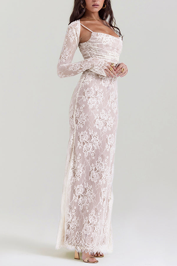 Vintage Cream Lace Maxi Dress