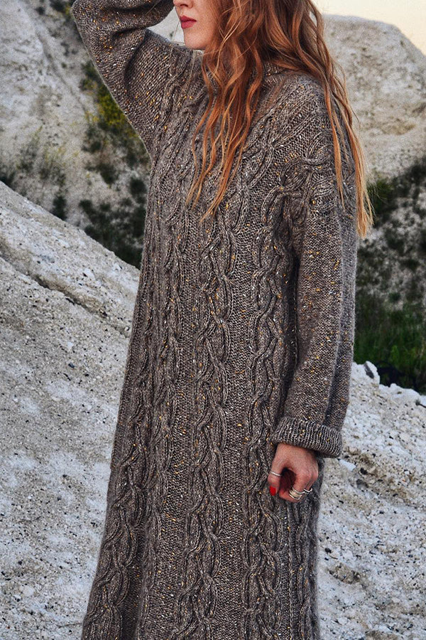 Twist Braided Cashmere Knitted Sweater Dress